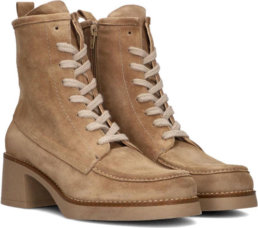 Ctwlk. Beige Suède Veterschoenen met Blokhak
