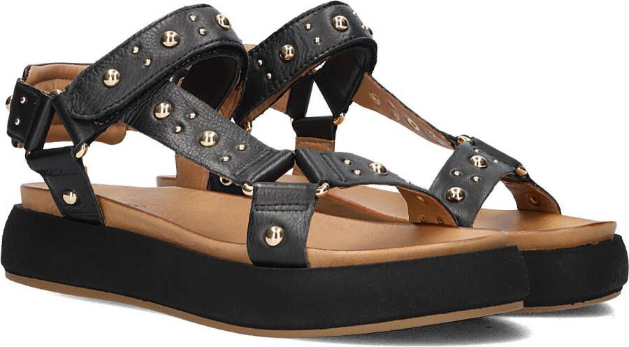 Inuovo Zwarte platte sandalen met plateauzool