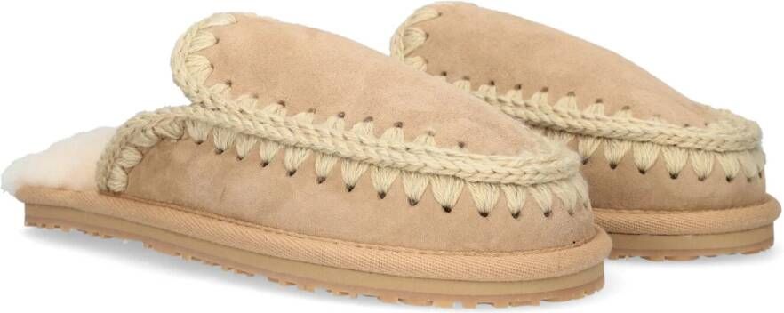 MOU Pantoffels Dames Slipper Full Eskimo Stitch Maat: 41 Materiaal: Suède Kleur: Camel