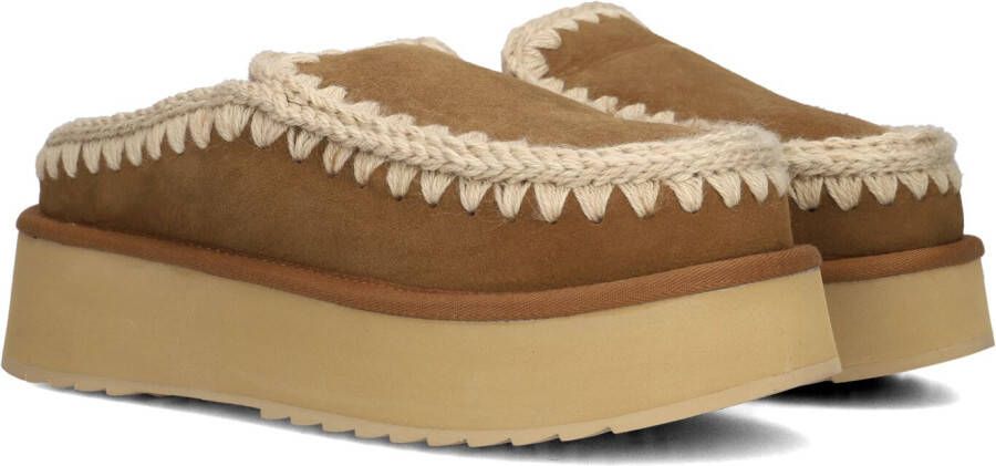 MOU Instappers Dames Clog Eskimo Platform Maat: 40 Materiaal: Suède Kleur: Cognac