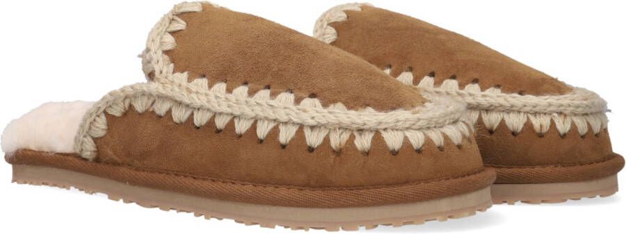 MOU Pantoffels Dames Slipper Full Eskimo Stitch Maat: 38 Materiaal: Suède Kleur: Cognac