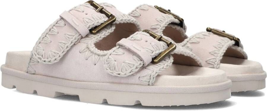 MOU Slippers Dames Low Bio Sandal 2buckles Monoch Maat: 37 Materiaal: Suède Kleur: Grijs