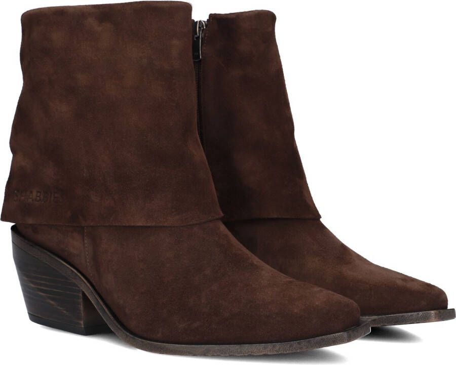 SHABBIES Enkellaarsjes Dames Jaira Double Maat: 36 Materiaal: Suède Kleur: Bruin