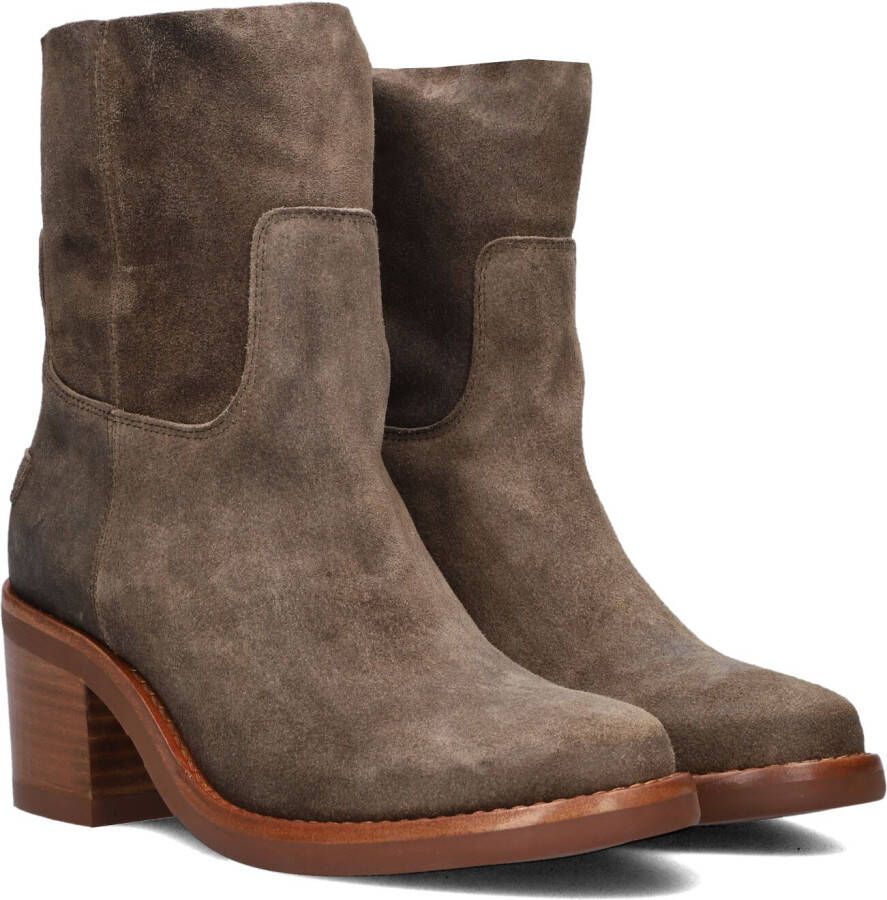 SHABBIES Enkellaarsjes Dames Puk Ankie Maat: 42 Materiaal: Suède Kleur: Taupe