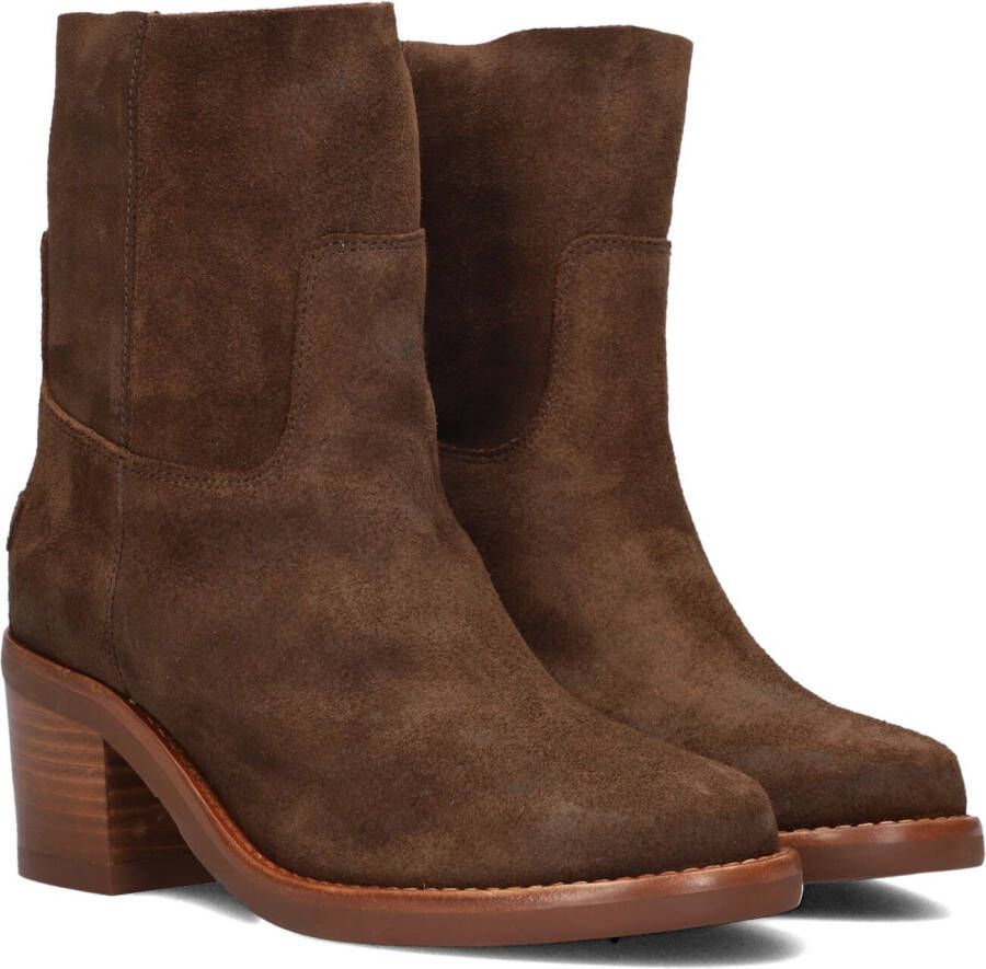 SHABBIES Enkellaarsjes Dames Puk Ankie Maat: 38 Materiaal: Suède Kleur: Bruin