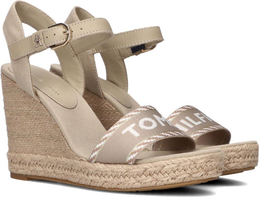 TOMMY HILFIGER Sandalen Dames Seasonal Webbing Wedge Maat: 40 Materiaal: Leer Kleur: Beige