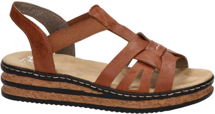 Rieker Bruine Synthetische Platte Sandaal met Unieke Zool Brown Dames