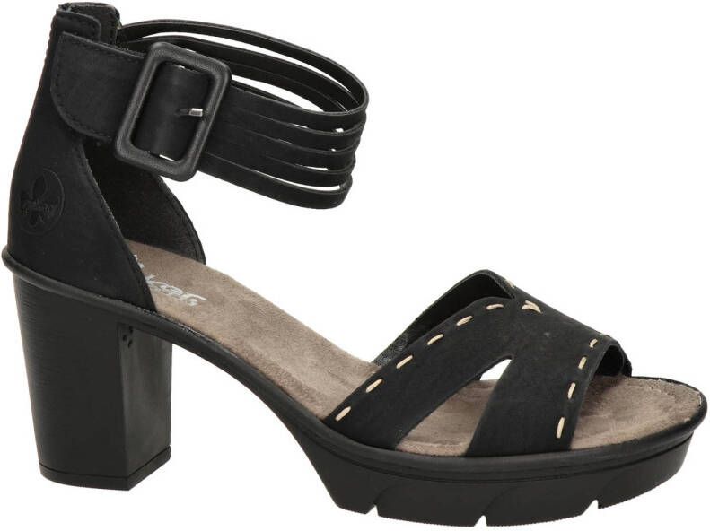 Rieker Zwarte Synthetische Hoge Hak Sandalen Black Dames