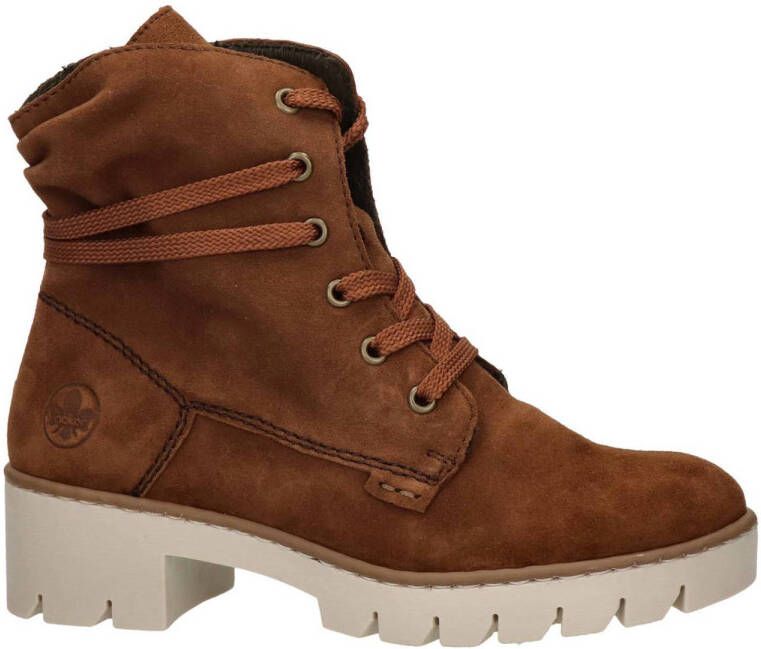 Rieker Stijlvolle Suède Veterlaarzen Brown Dames
