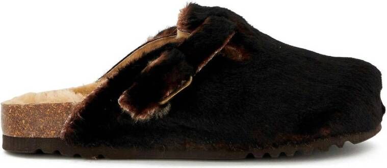 Scholl Footwear Klomp Scholl Women Fae New F Synthetic Fur Chocolate